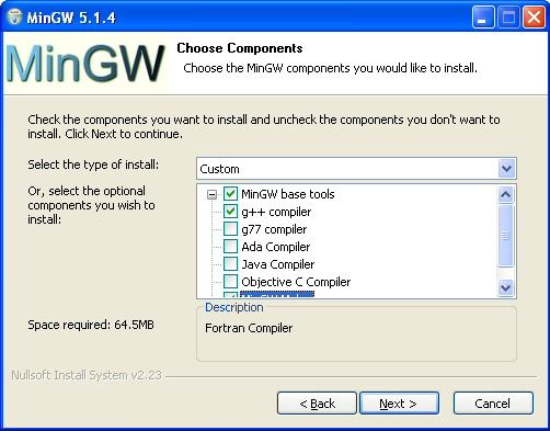 MinGW components